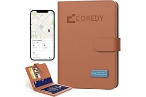 Coredy Passport Holder with Bluetooth Tracker, Works with Apple Find My (iOS Only), Worldwide Locate Passport Cover, Sound & LED Lights Indicator, 3-Year Long Battery Life, Travel Essentials