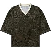 DIOTSR Mens Graphic Baggy Shirts Y2k Oversized V-Neck T-Shirt Short Sleeve Casual Streetwear Tee Tops