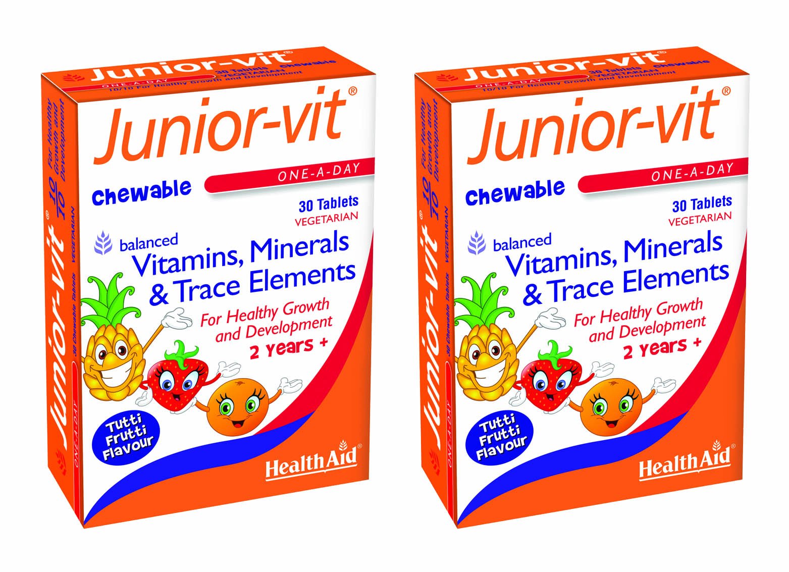 HealthAid Junior-VIT Chewable Multivitamins Pack of 2 x 30 Vegetarian Tablets (60 Tablets)