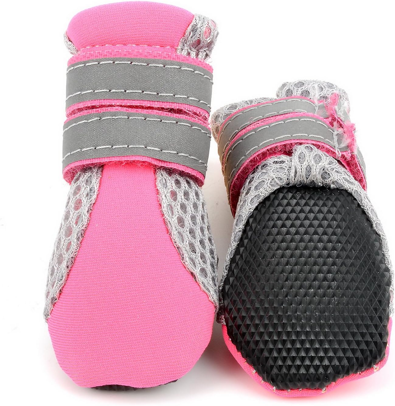 Zunea Paw Protector Dog Boots Summer Non-slip Small Dog Booties Reflective Breathable Soft Mesh Puppy Dog Shoes Heat Resistant for Hot Weather Hot Pavement Pink mini S - Image 4