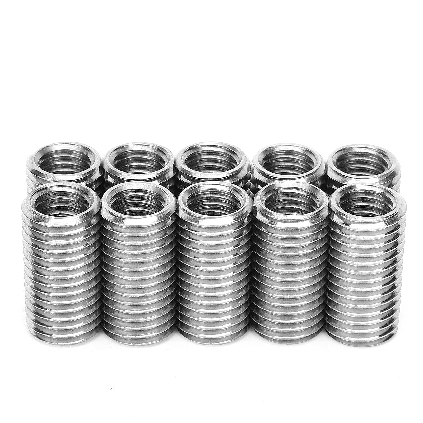10Pcs Insert Nuts Thread Repair Sleeves Reducer Nuts Thread Slotting Nut Inserts Female M12 and Male M16 for Aviation Automobile Field