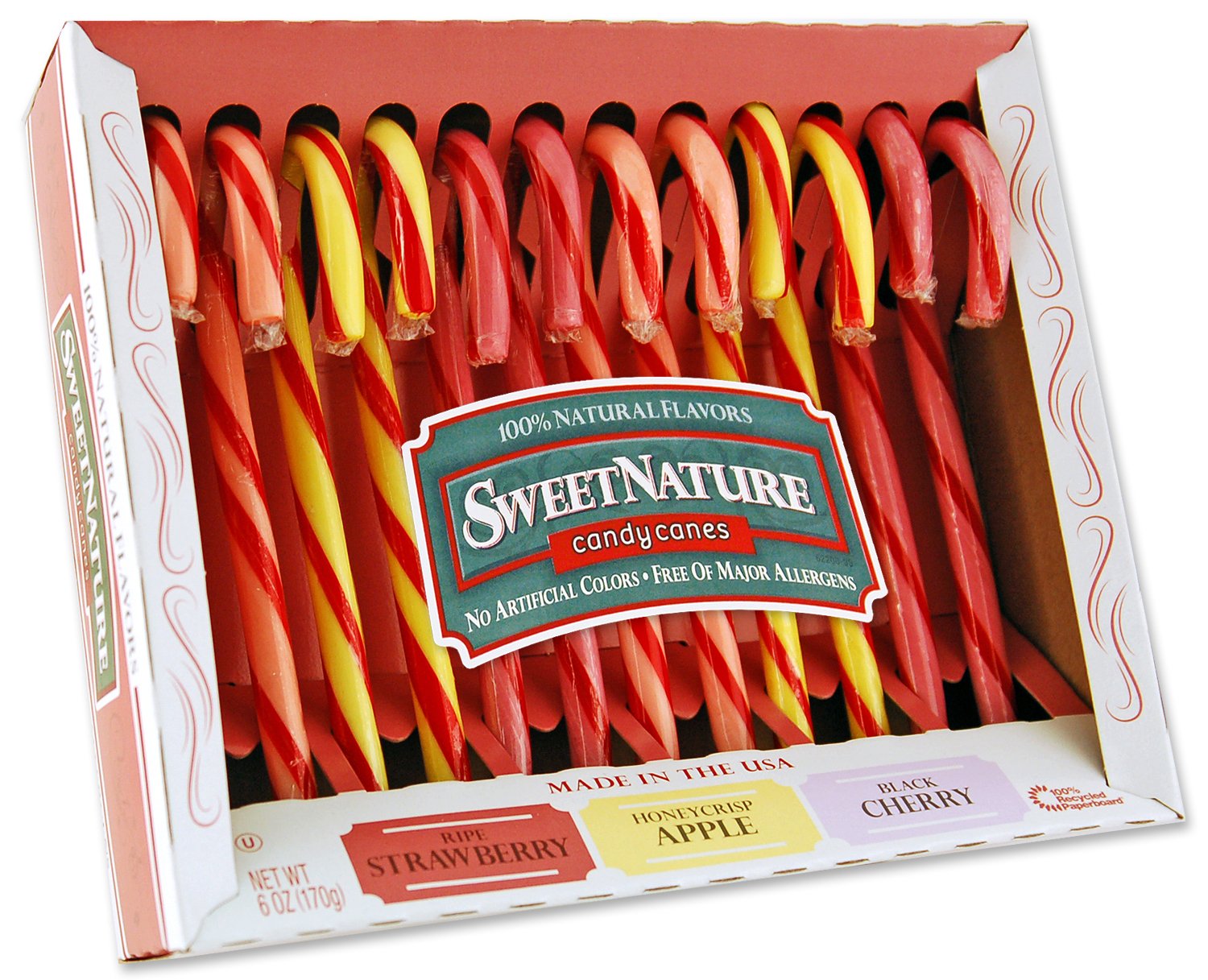 SWEETNATURE Candy Canes, Assorted Fruit, 12 Count Box