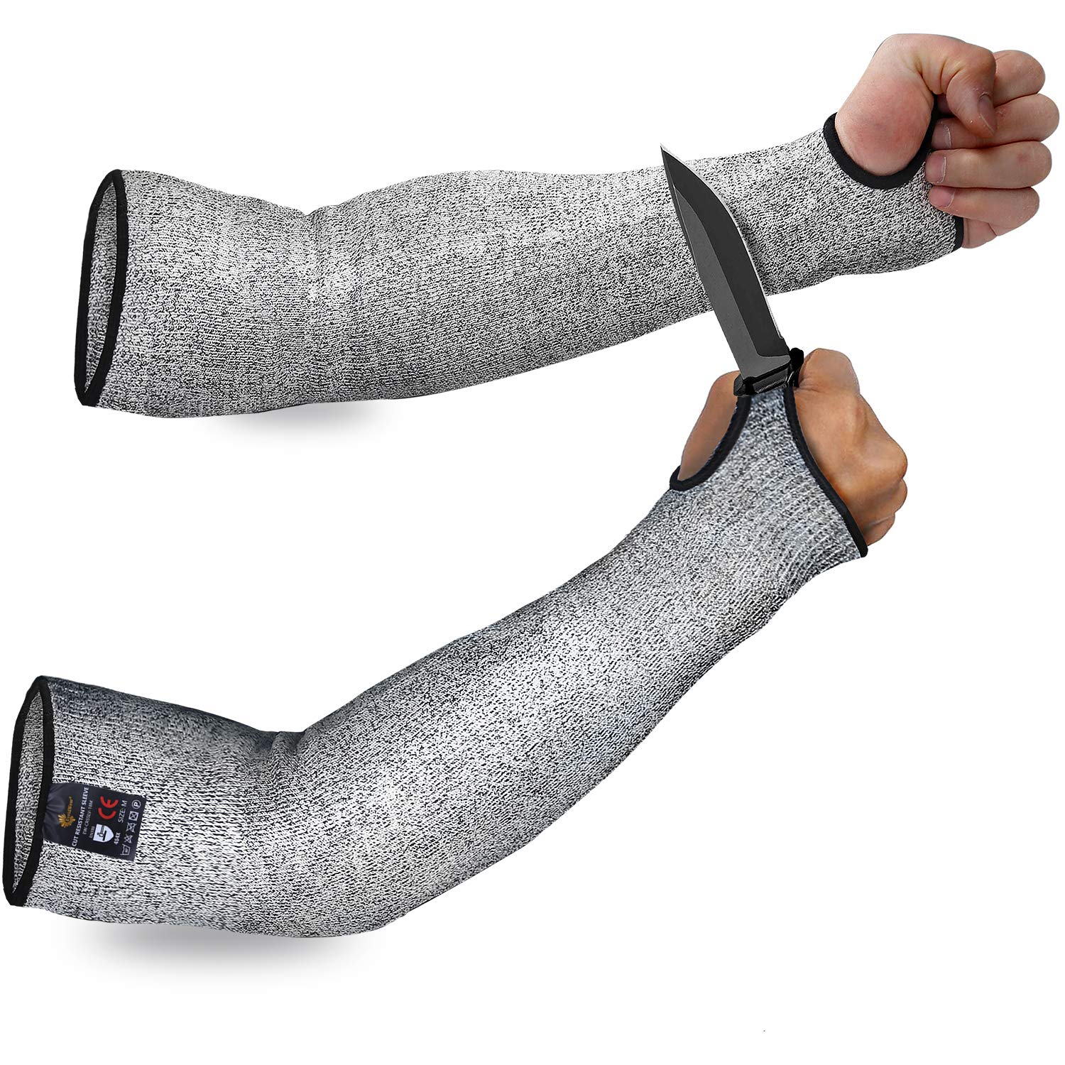 Evridwear Protective Arm Sleeves Cut Resistant Farmers Sleeves for Men Work, Gardening, Farming, Arm Protectors for Thin Skin and Bruising (Extra Large, With Thumb Hole)