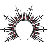 COSUCOS Demon Sword Halo Crown - Zip Tie Spiked Mary Goddess Headband Fantasy Renfaire Virgin Mary Headpiece for Halloween (Red)