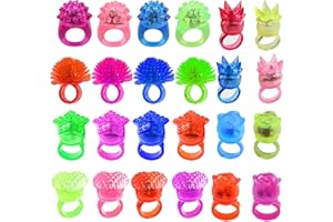 KIMOBER Light Up Rings,Colorful Glow In The Dark Silicone Bumpy Jelly Rings Flash LED Rings Blinking Toys for Kids Party Favors