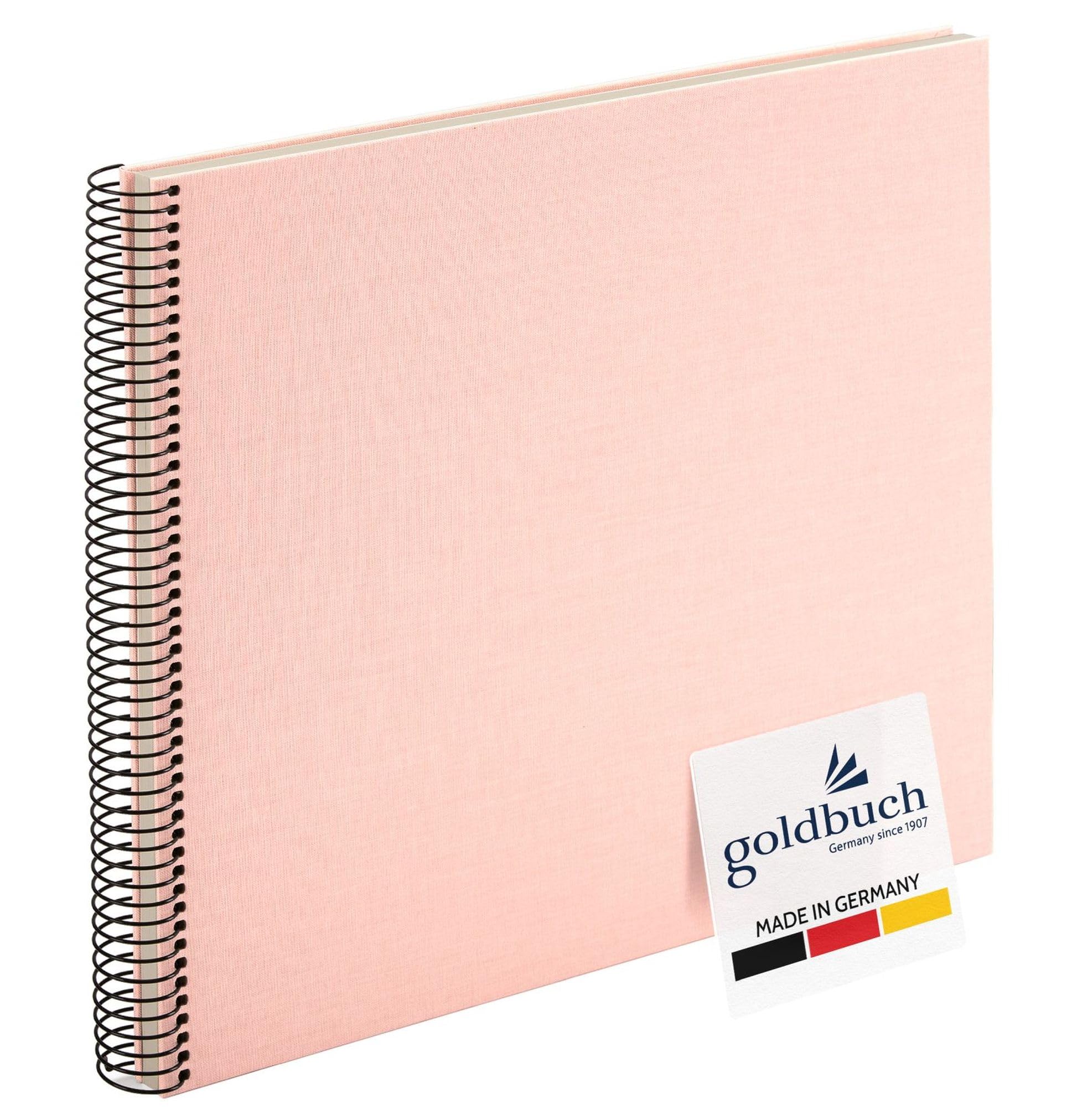 goldbuch Bella Vista 25 322 Spiral Photo Album 35 x 30 x 1.5 cm Diameter 2.8 cm Photo Album 40 White Pages Linen Photo Book for Pictures and Photos to Stick in Rose