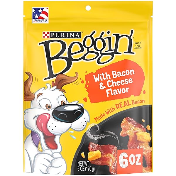 PURINA BEGGIN’ STRIPS WITH REAL MEAT DOG TRAINING TREATS WITH BACON AND CHEESE FLAVORS – 6 OUNCE (PACK OF 6)