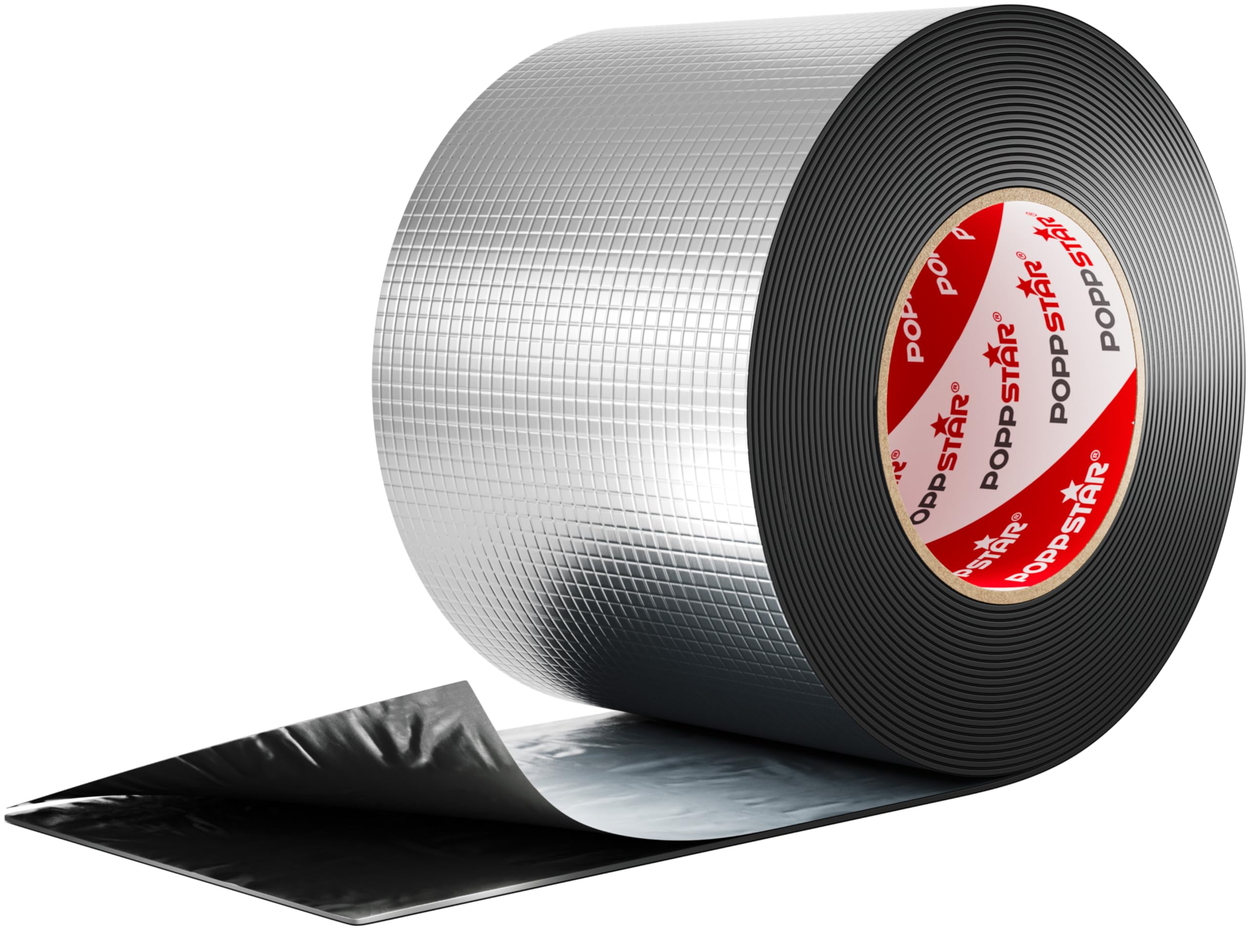 POPPSTAR Butyl Rubber Aluminium Foil Tape (10 m x 100 mm x 1.5 mm) Self-Adhesive Heavy-Duty Butyl Tape