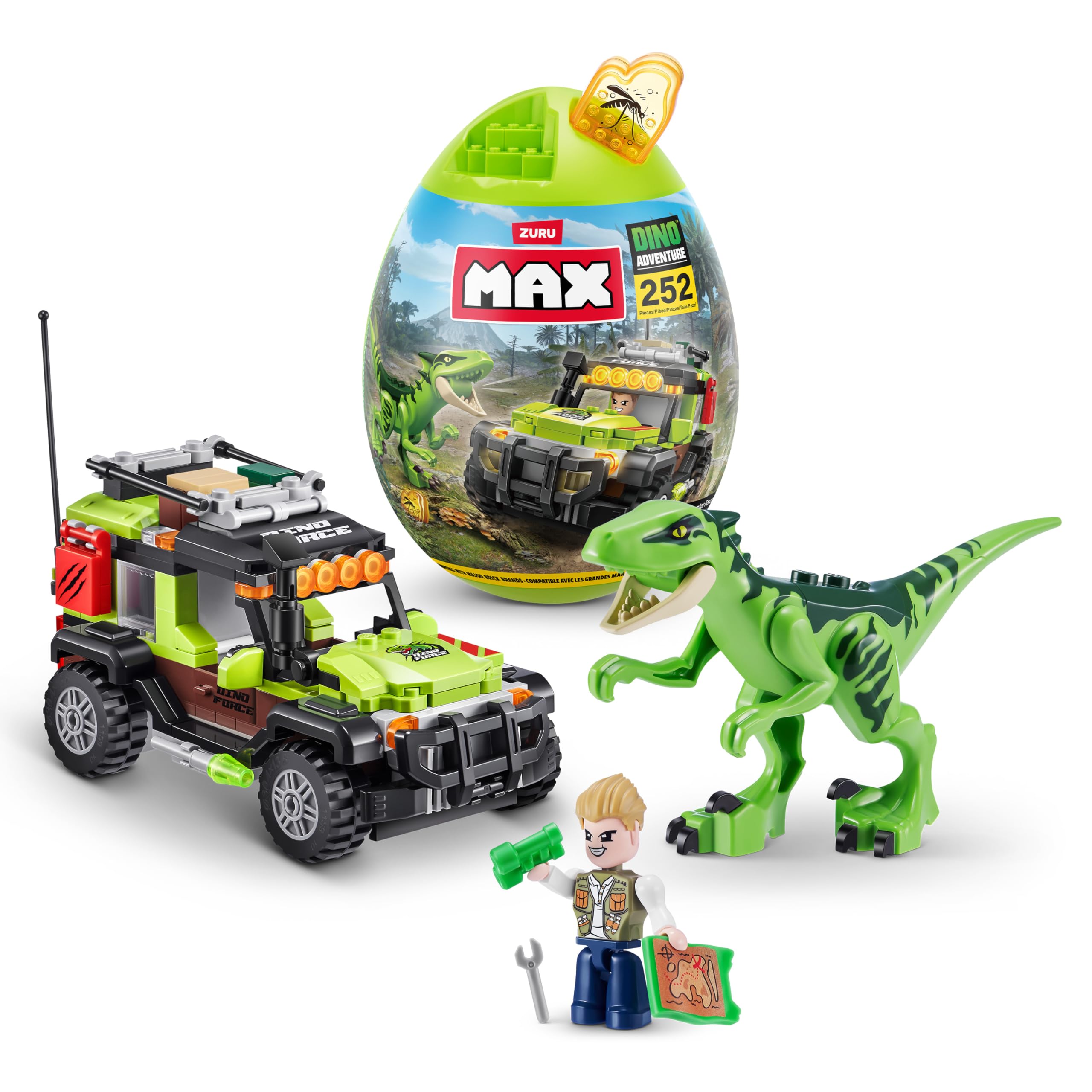 Max Build More Dino Adventure Raptor Force (233 pieces) Building Bricks Toys For Kids 5+ Create Dinos Vehicles and More Unbox Discover