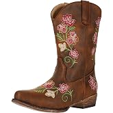 ROPER Kids Girls Juliet Embroidery Snip Toe Casual Boots Mid Calf