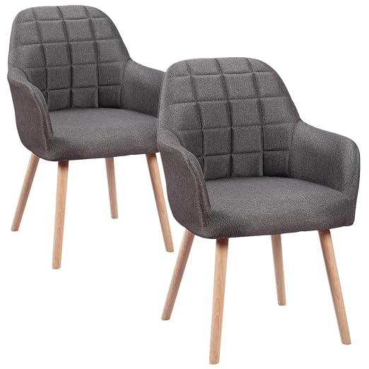 HENGMEI Esszimmerstühle 2er Set Wohnzimmerstuhl Küchenstühle Bürostuhl mit armlehne für Küche, Büro, Konferenzzimmer (Grau, 2