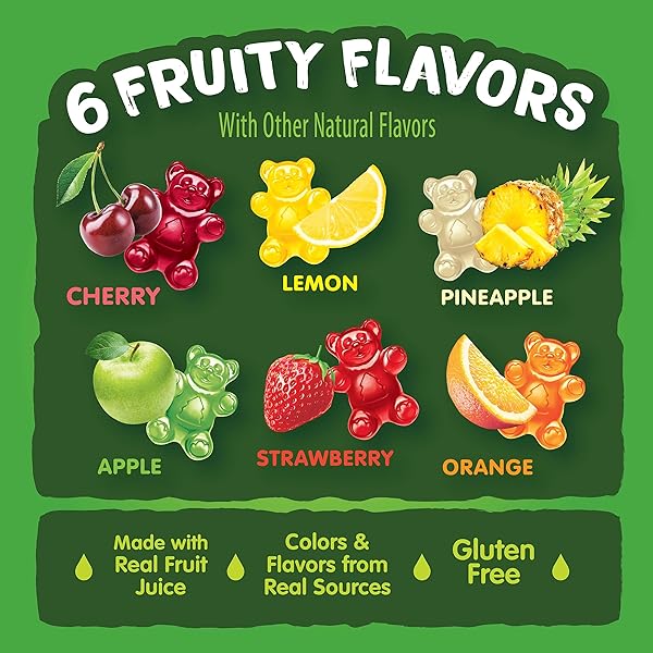 BLACK FOREST GUMMY BEARS CANDY, MADE WITH REAL FRUIT JUICE, 3 OUNCE POUCHES (PACK OF 12)