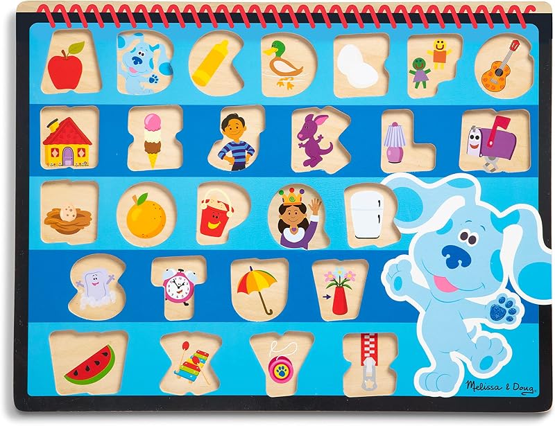 Blue's Clues & You, Puzzle Lettere Alfabeto, 26 Pezzi, Gioco Montessori, Gioco Legno, Multicolore, Gioco Educativo, Regalo Bambini e Bambine