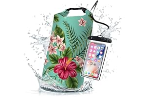 CLIDULI Waterproof Dry Bag,Roll Top Tropical Summer Watercolor Hibiscus Waterproof Backpack 5L/10L/20L Floating and Lightweight Bags for Kayaking, Boating, Swimming and Camping with Waterproof Phone Case