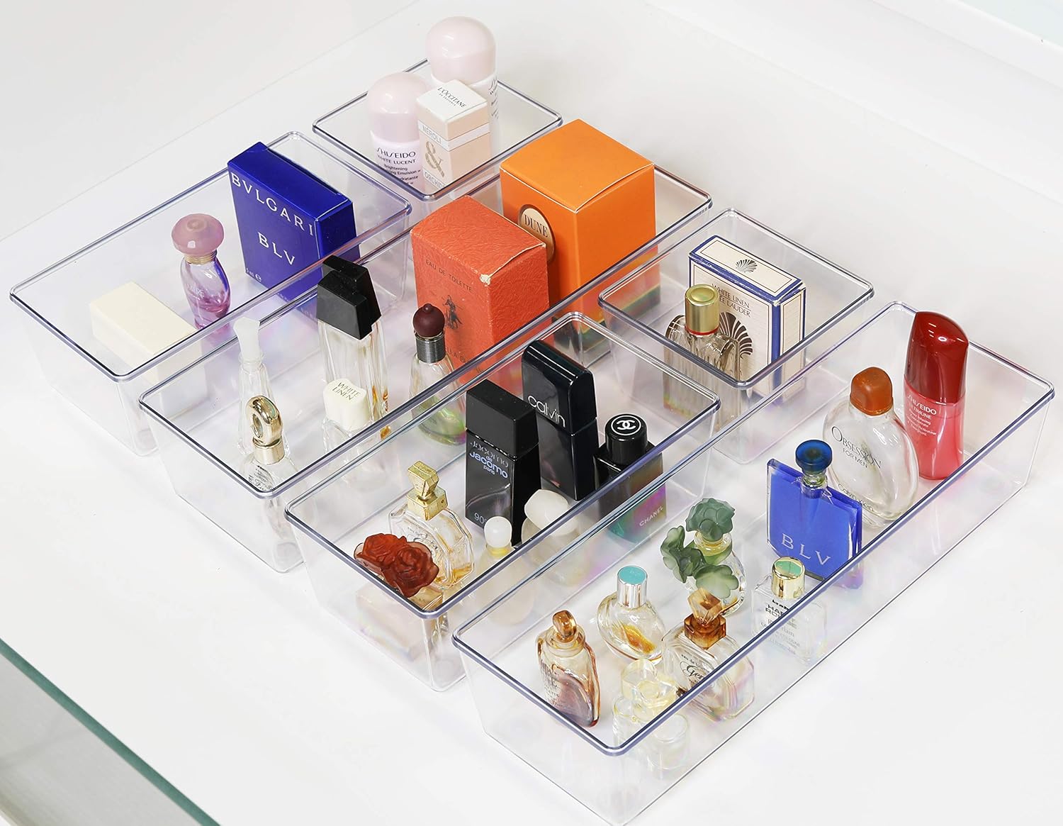 6 Pack - Simple Houseware Clear Plastic Desk Drawer Organizers: Home Improvement