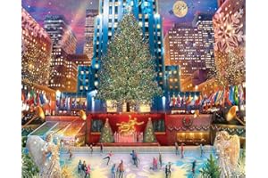 White Mountain 1000 Piece Jigsaw Puzzle Winter Christmas Holiday Puzzles for Adults and Kids 24"x30" Large Pieces - Rockefeller Christmas