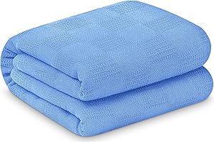 Linteum Textile Supply Institutional Snag-Free 66x90 Hospital Blanket—Durable, Lightweight & Compressed—Ideal for Healthcare Facilities, Nursing Homes & Shelters, 1 Pack (Blue)