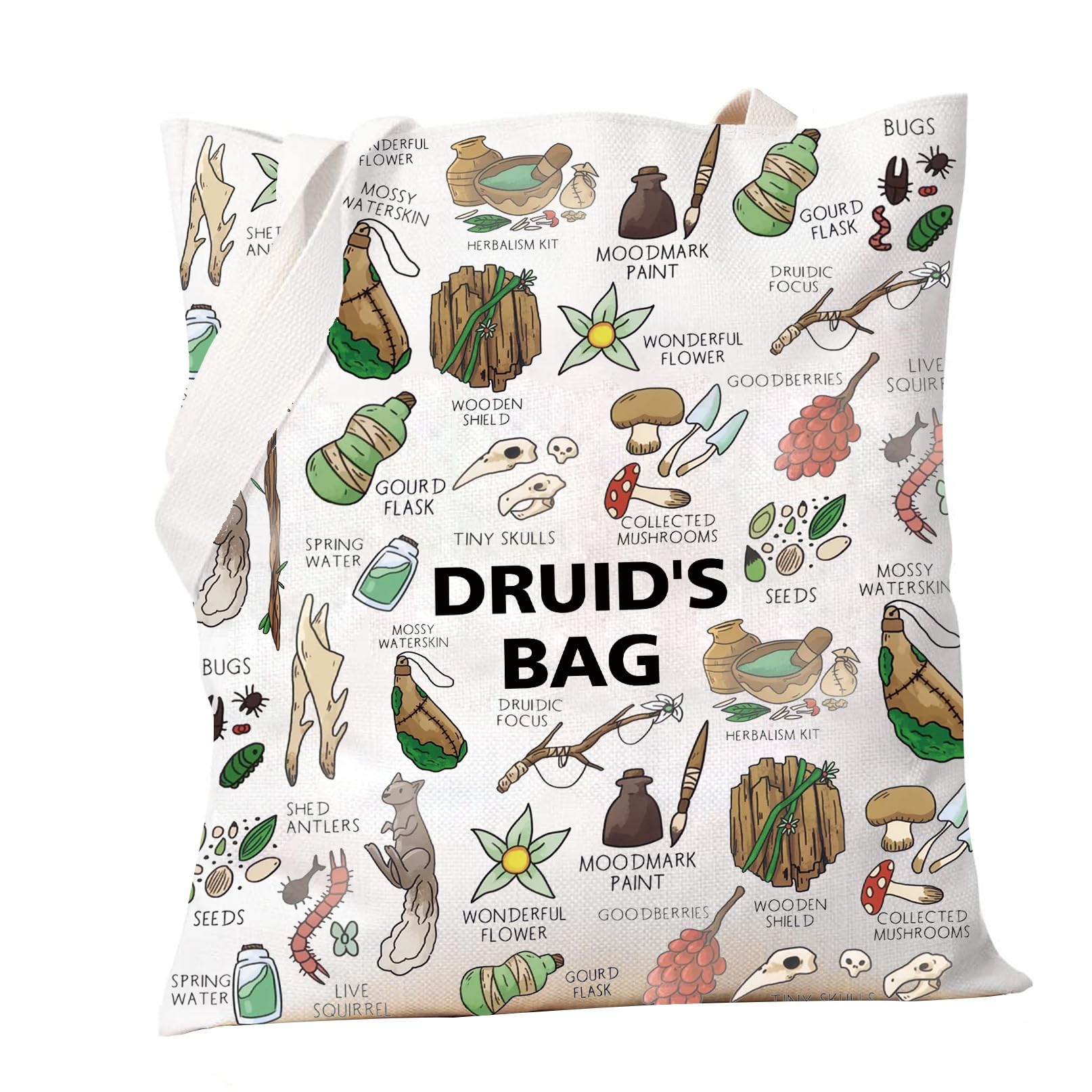 PXTIDY Druid's Bag Tote Bag D20 RPG Travel Reusable Grocery Bag Druid's Bag Tote Bag Game Master Reusable Shopping Bag