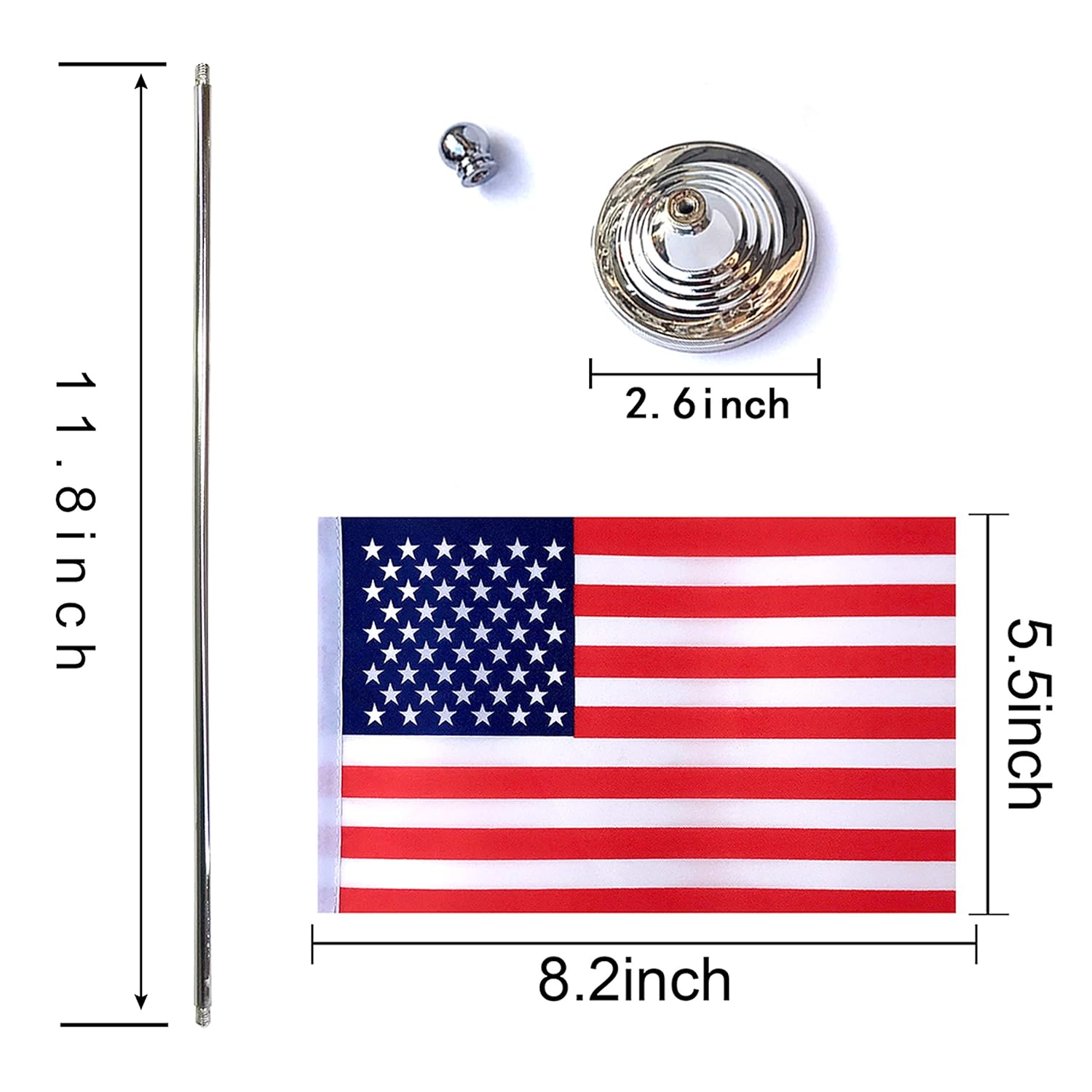 LoveVC USA American Desk Flag Small Mini US Office Table Flags with Stand Base,2 Pack