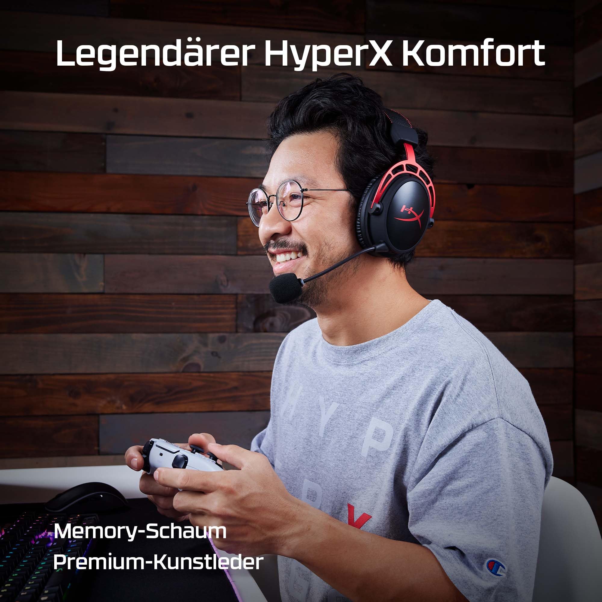 HyperX Cloud Alpha Wireless Gaming-Headset , 300h Akkulaufzeit, DTS Headphone mit 3D Audio, Dual Chamber Treiber, 2,4 GHz kabellos, Abnehmbares Mikrofon mit Geräuschunterdrückung, Schwarz-Rot 5
