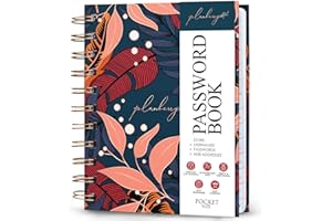 PLANBERRY Password Book Premium – Small Internet Address Organizer with A-Z Tabs – Pocket Website Password Keeper with Alphabetical Tabs – 4.7x5.7″, Hardcover (Tropical Night)