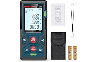 HANMATEK 165ft/50m Laser Measure Ft/in/M Switching LM50 Laser Measurement Tool Devices with 2 Bubble Levels Distance Meter,Large Backlit LCD