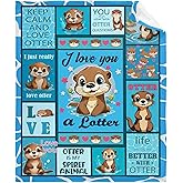 Love Otters Blanket Super Soft Lightweight Throw Comfy Fluffy Quilt for Bed Sofa All Seasons Warm 50"x40" Small for Kids