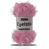 Makromecity Eyelash Yarn &ndash; Fuzzy Fun Fur Yarn, 3.53 Oz (100g) 150 yd (140m), Weight 3 Light, Premium Polyester Novelty Feather Yarn for Scarves, Amigurumi, Plush Toys &amp; Craft (Pink, 1 Skein)