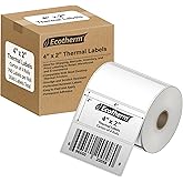 4" x 2" Thermal Labels | 4 Rolls | 3040 Labels | fits Zebra, Munbyn, Rollo, Godex, Arkscan, iDPRT, Offnova Thermal Label Printers and More | Blank White Adhesive Stickers by Ecotherm