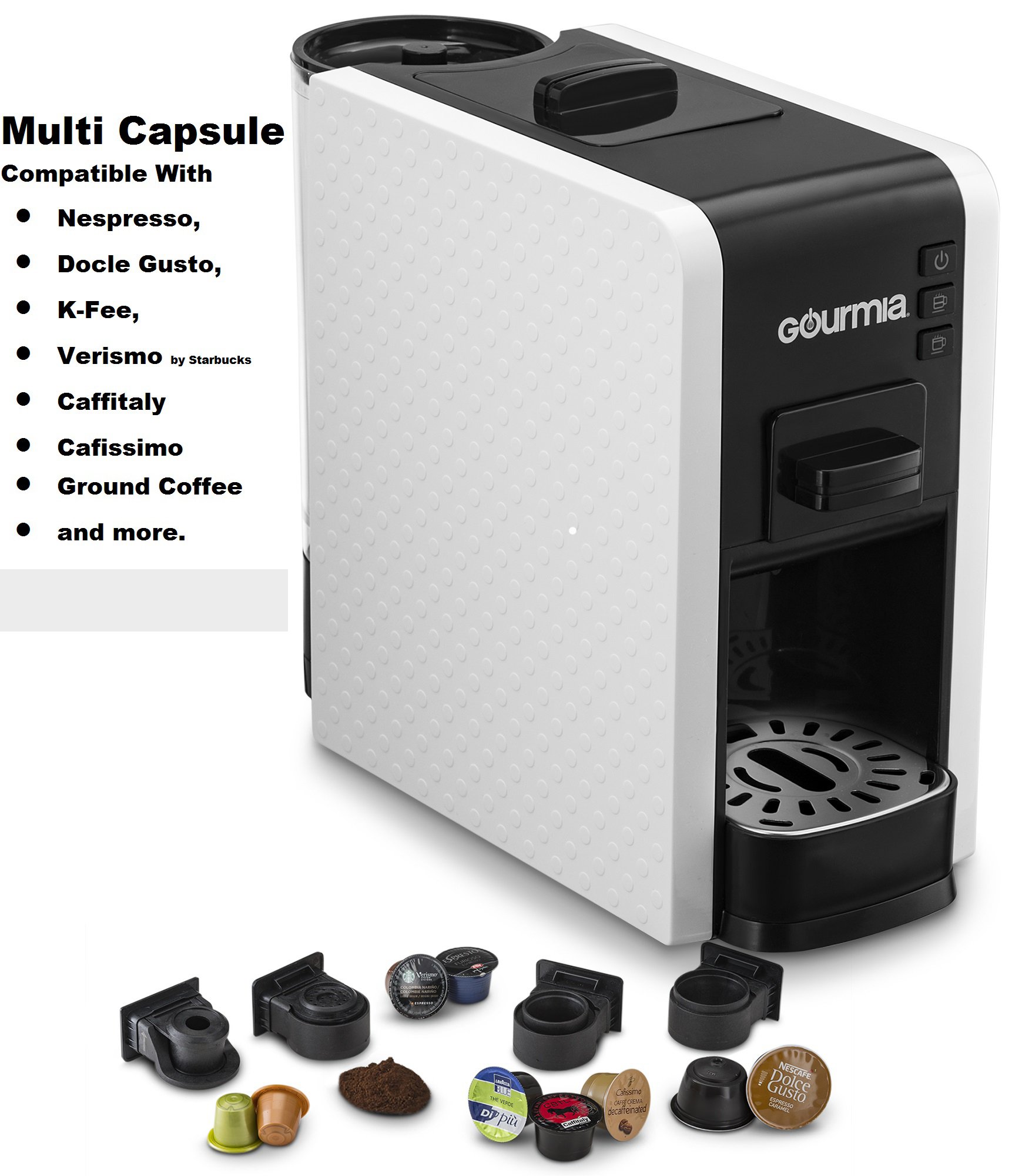 Gourmia GCM7000W Multi Capsule Espresso Coffee Machine, Programmable