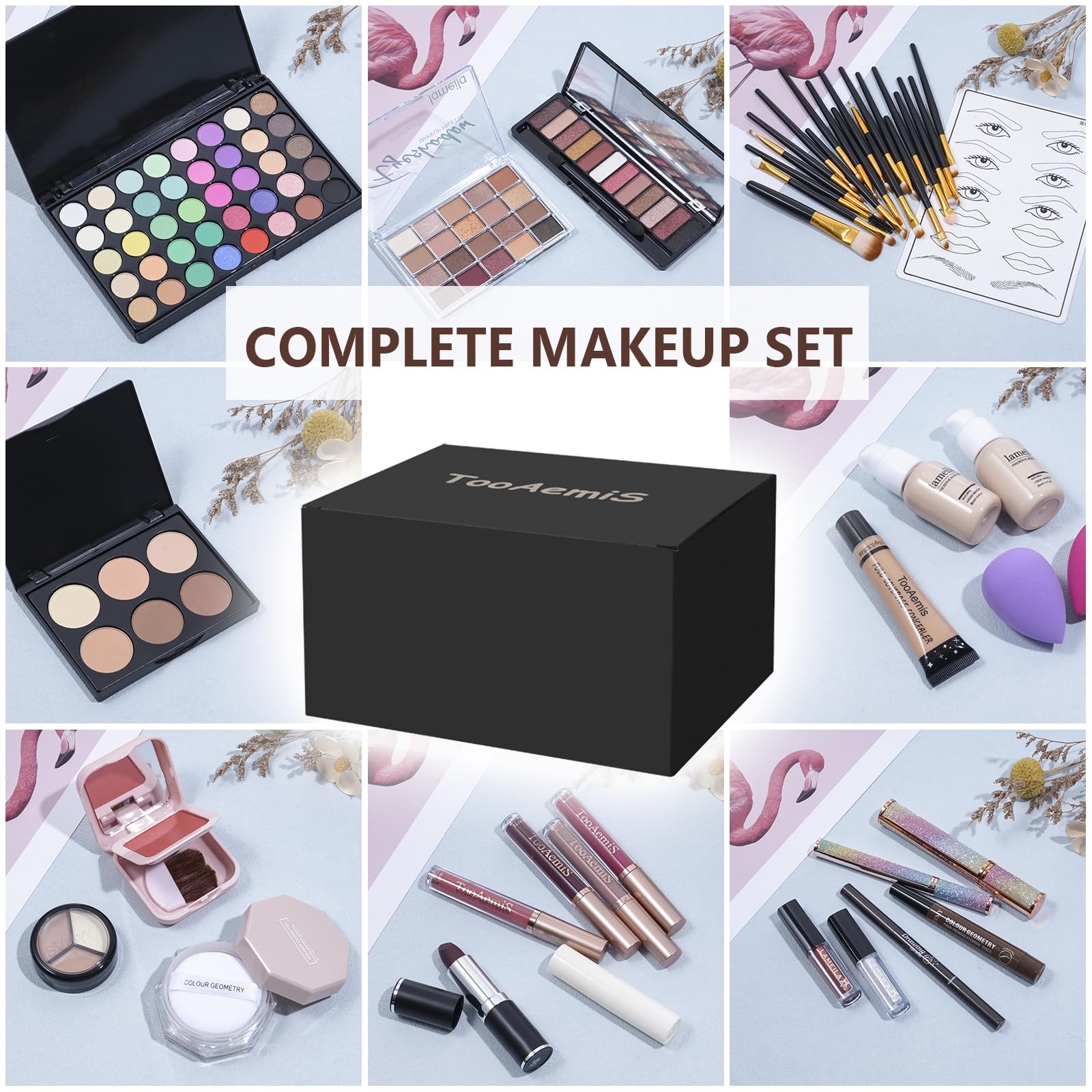 Makeup Kit for Women Full Kit、 Makeup Gift Set for Beginners Teenager，Makeup Sets for Teens、 Multipurpose Makeup ，eyeshadow、 liquid foundation,Loose powder,Eyebrow pencil,4-color lip gloss set