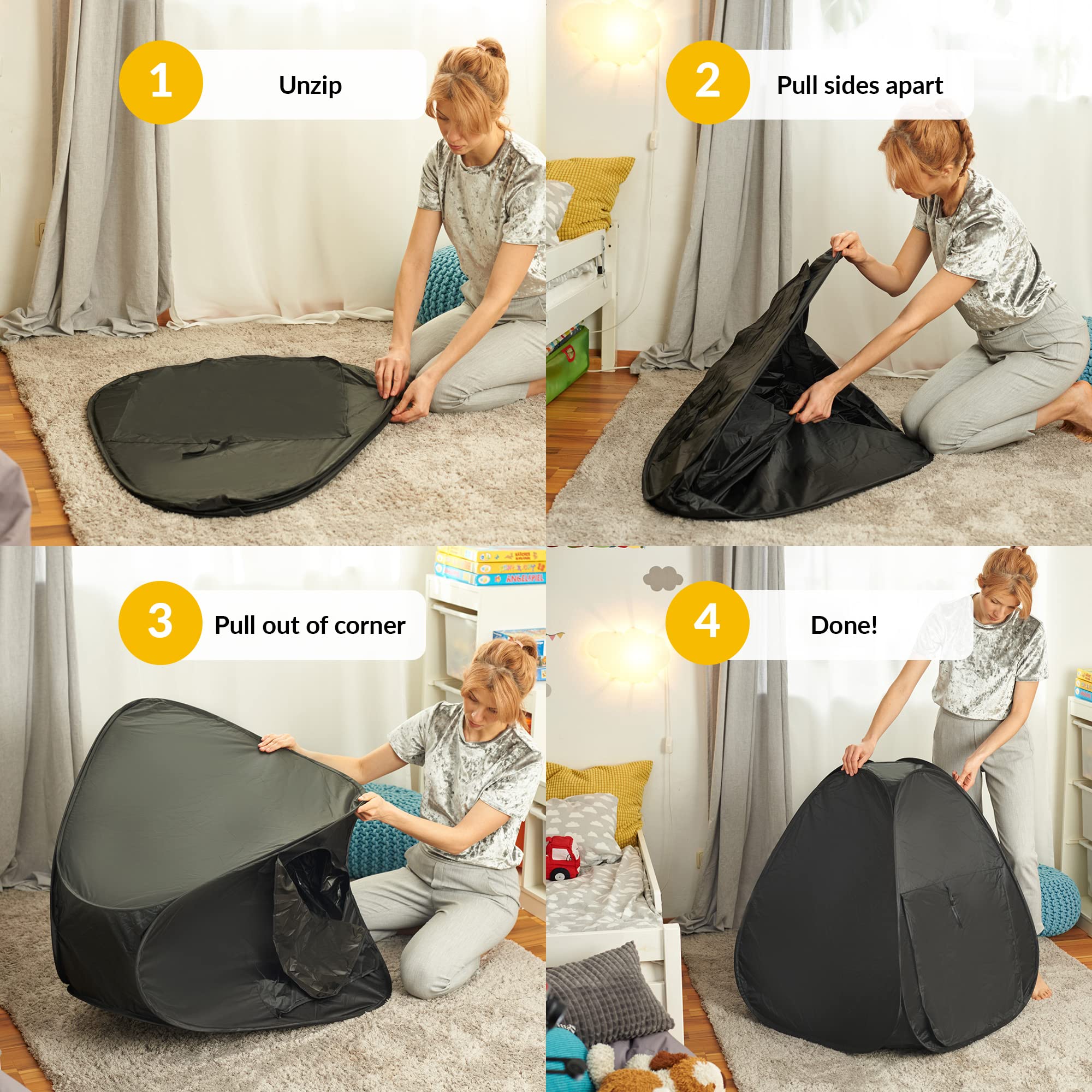 Sensory Tent | Calm Corner to Play and Relax | Toys for Autistic Children | Helps with Autism, SPD, Anxiety & Improve Focus | Black Out Sensory Tents for Autistic Children | Small