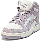 Puma Women's Rebound Layup Mid Shoes, Feather Gray-Plum Jam-Warm White AH25, 10.5
