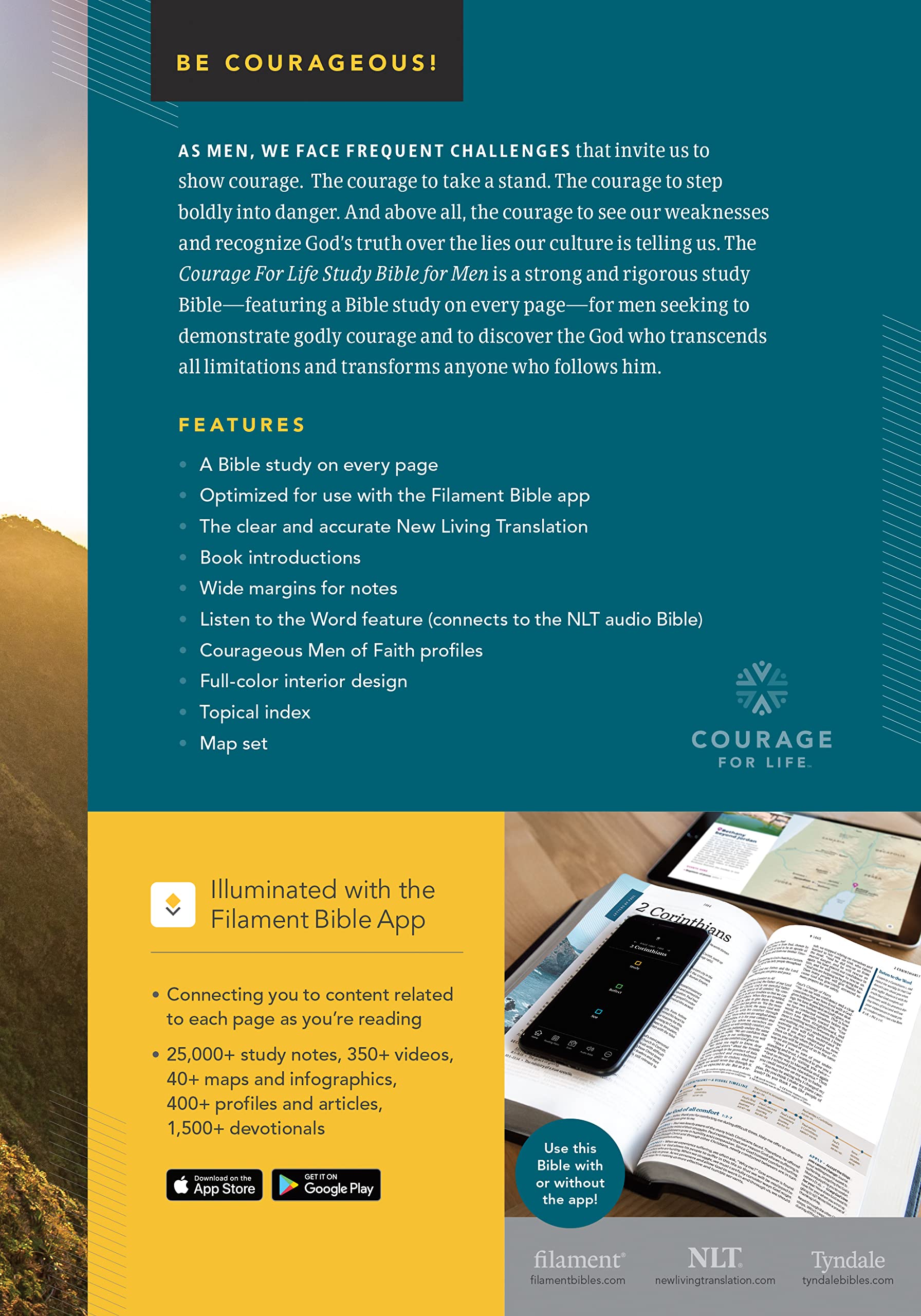NLT Courage For Life Study Bible for Men, Filament Enabled (Hardcover) NLT Courage For Life Study Bible for Men, Filament Enabled (Hardcover) Hardcover