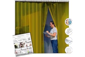 Acepunch Yellow Kit PVC Smooth Plastic Strip Door Curtain 48x84 in (4 x 7 ft.) Standard Clear Waterproof Commercial Walk in Freezers Warehouse Garage Gate Doorway Clean Rooms Heavy Duty Vinyl 1173