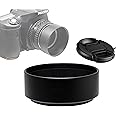Fotasy Metal 55mm Lens Hood, 55 mm Hood Shade, Compatible with Standard Prime Lense with 55mm Filter Thread Diameter, Screw-in, with 58mm Lens Cap