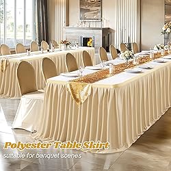Partisky Champagne Polyester Table Skirt for