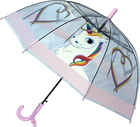 Foxfire for Kids Clear Dome Umbrella (Lilac Rainbow Unicorns)