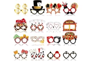 Harrycle 32 Pcs Casino Night Decorations Las Vegas Casino Glasses Paper Eyeglasses Poker Dice Selfie Photo Booth Props Kit Las Vegas Game Night Birthday Party Favors Supplies
