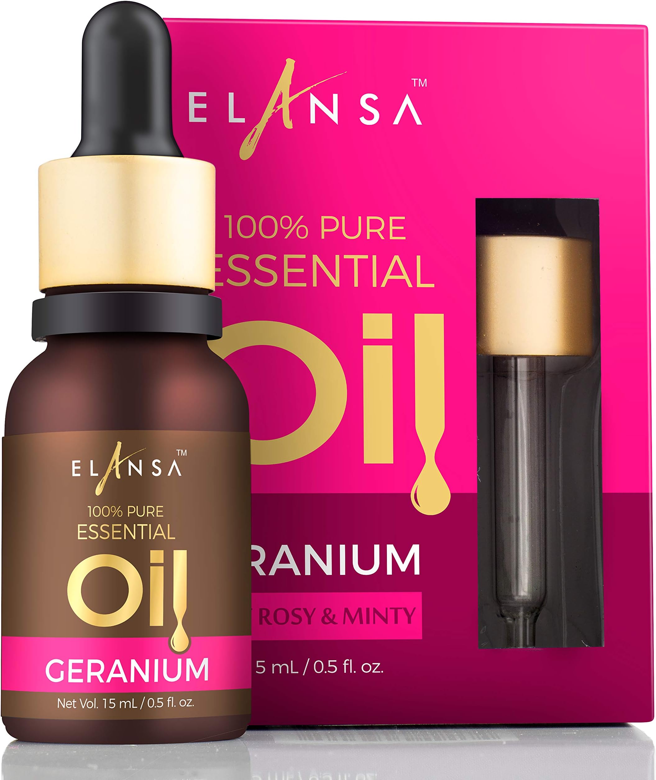 Elansa 100% Pure Geranium Essential Oil, 15ml