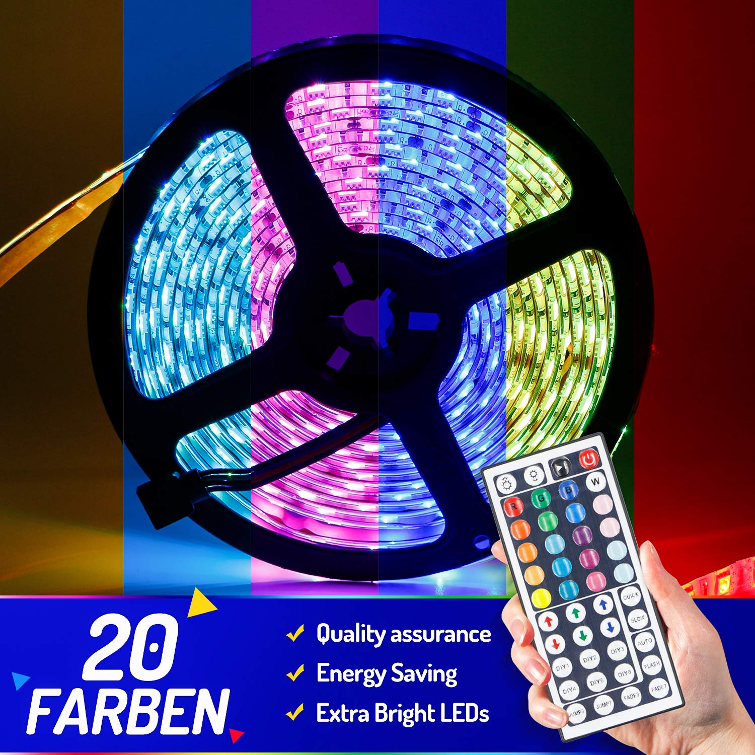 16.4FT SMD 5050 Waterproof LED RGB Flexible LED Strip Light Lamp Kit (300 Light with Adapter)