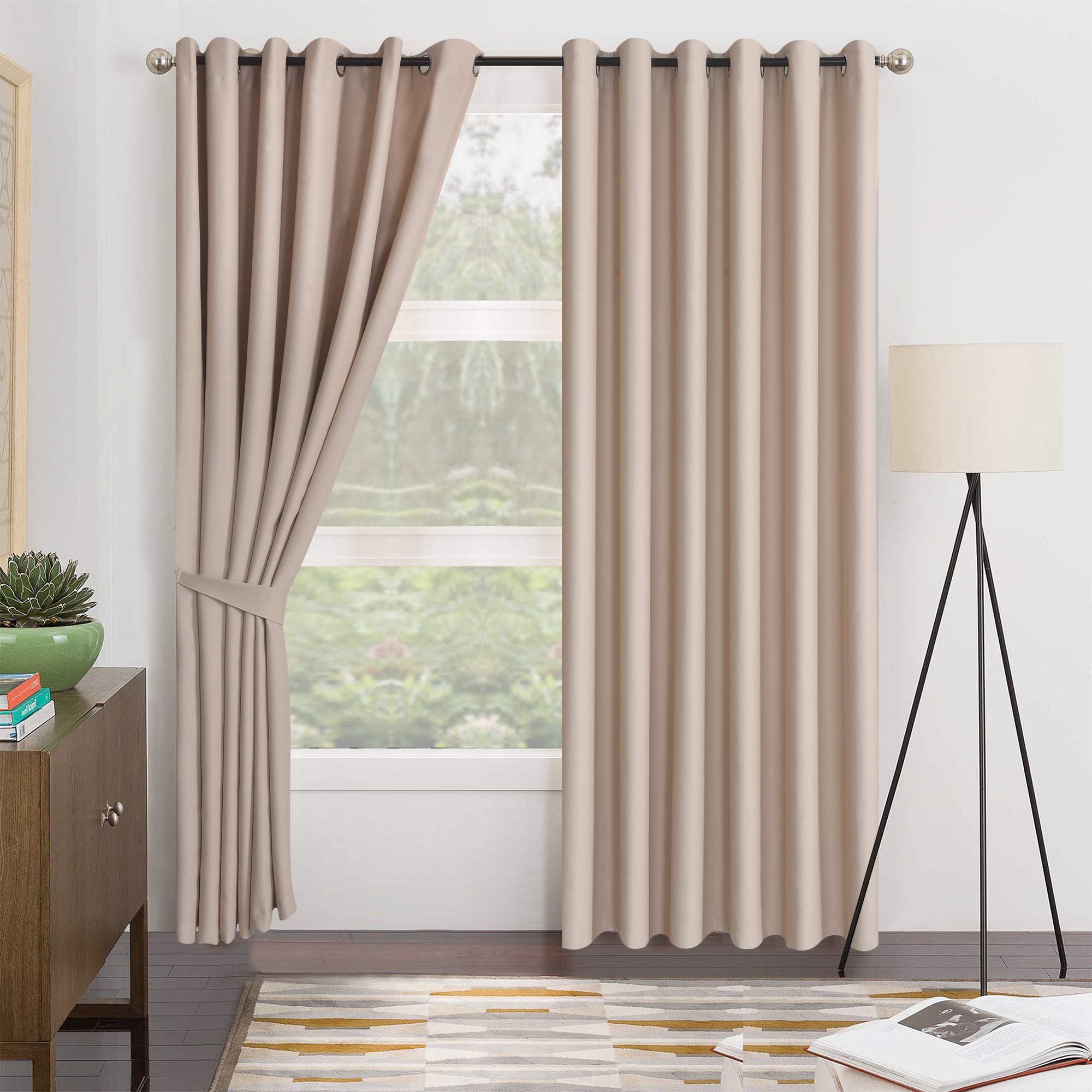 ZIMEL HOMES-Thermal insulated curtains-Soft Thick Decorative panel Blackout Curtains -6 colors and 7 Eyelet Ring Top Pair