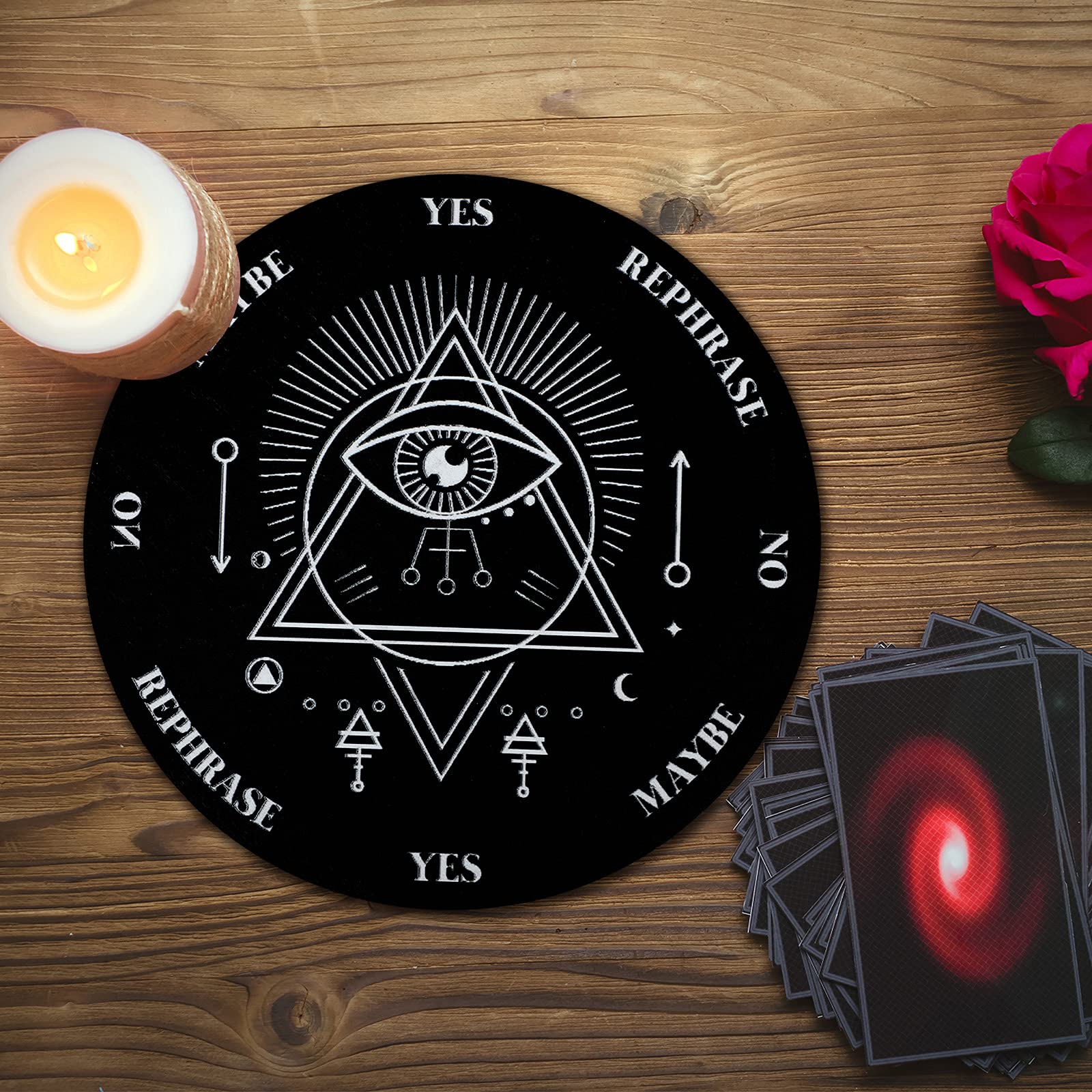 Jetec Wooden Pendulum Board Dowsing Divination Pendulum Witchcraft Altar Supplies with Crystal Necklace and Metaphysical Message Board Kit, 3.9 Inch(Black)