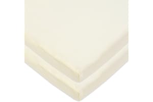 American Baby Company Pack of 2 100% Natural Cotton Jersey Knit 18 x 36 Cradle Sheet - Fitted, Ecru, Soft Breathable, for Boy