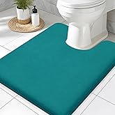 Smiry Memory Foam Toilet Rugs U-Shaped 24x20, Extra Soft Absorbent Non-Slip Contour Bathroom Rugs, Machine Washable Bath Mats for Toilet, Teal