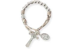 Nazareth Store Strong Military One Decade Paracord Rosary Silver Beads Pocket Car Rosary Pray For Us St. Joseph Medal & St. Benedict Cross