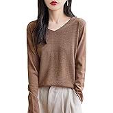 Chanyarn Women's 100% Merino Wool Base Layer Shirt Tops V Neck Long Sleeve Travel Hiking Tee T Shirt Pullover Sweater
