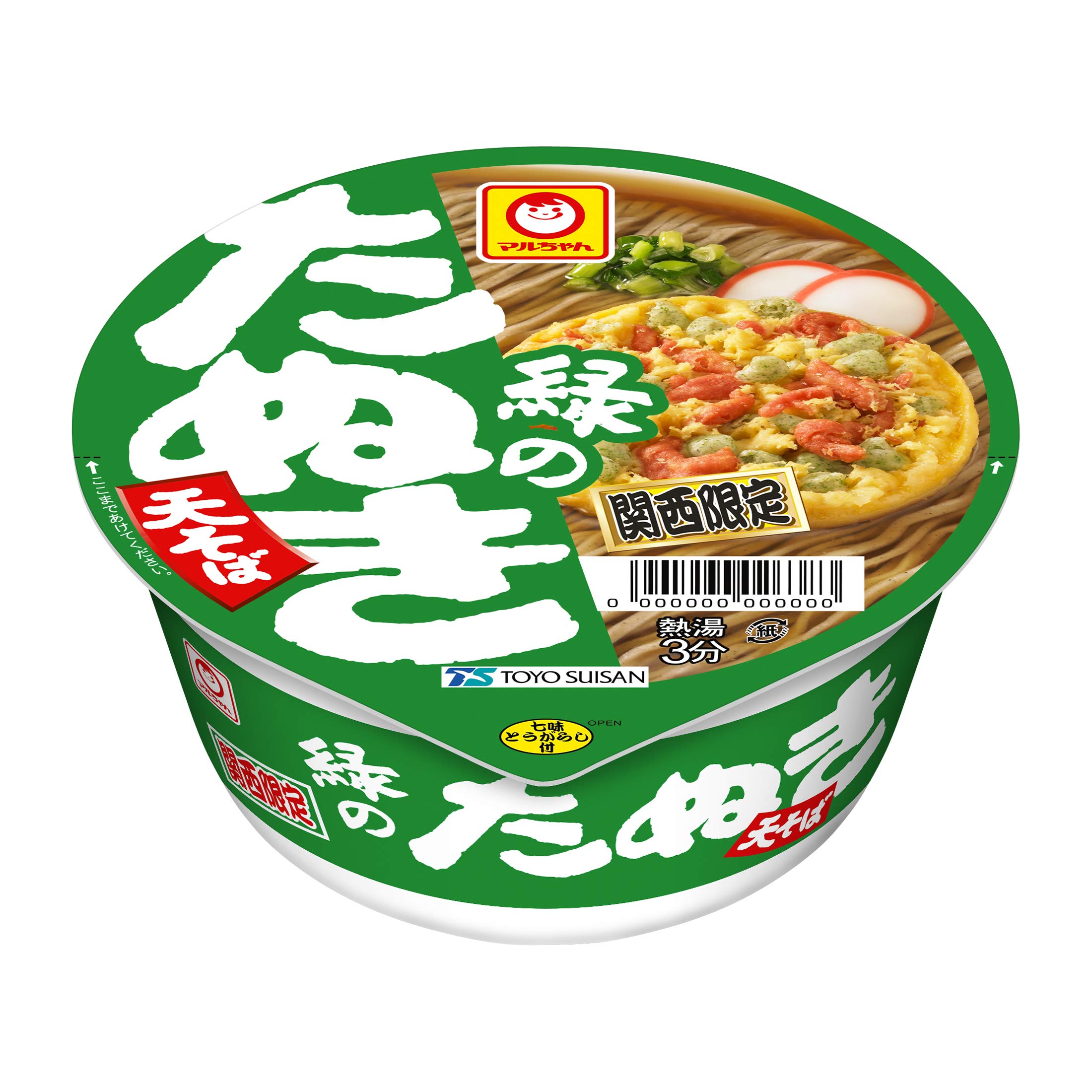 赤いきつね マルちゃん 緑のたぬき天そば 関西 ( 101g×12個 ) 関西限定 カップ麺 関西風つゆ / ねぎ入り カップそば 小エビ天 かまぼこ) 箱買い 東洋水産商品画像