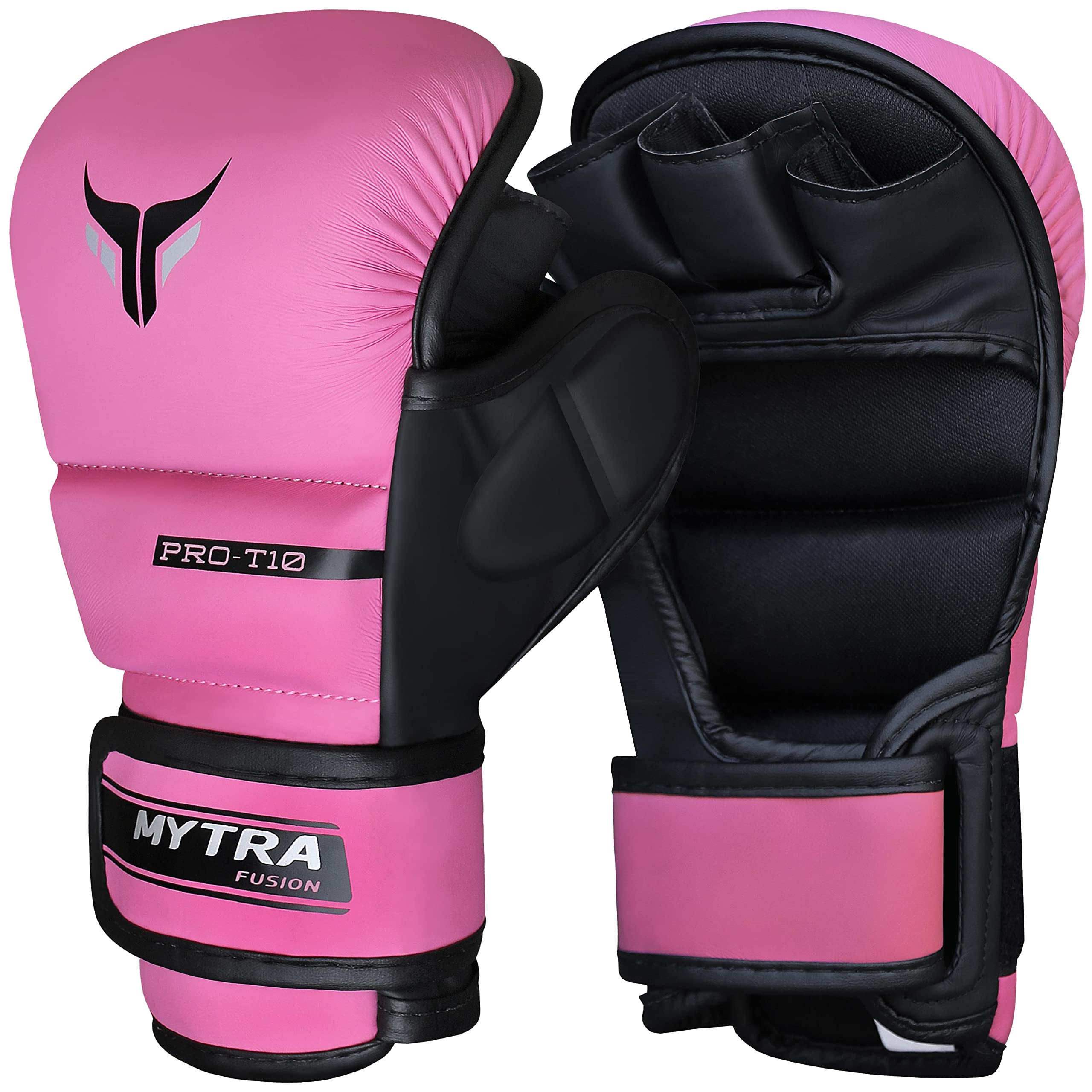 Mytra Fusion MMA Gloves Women’s Open Ventilated Palm MMA Training Hybrid Sparring Gloves (M, Pink)