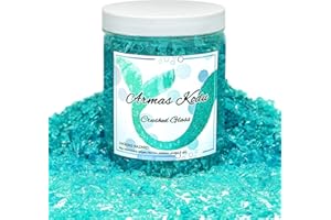 Armas kodu Crushed Glass for Resin Art - 3-6mm Turquoise, 1.5lb | Broken Glass Pieces for Crafts, Vase Filler & Fire Pit Media | Decorative Stones